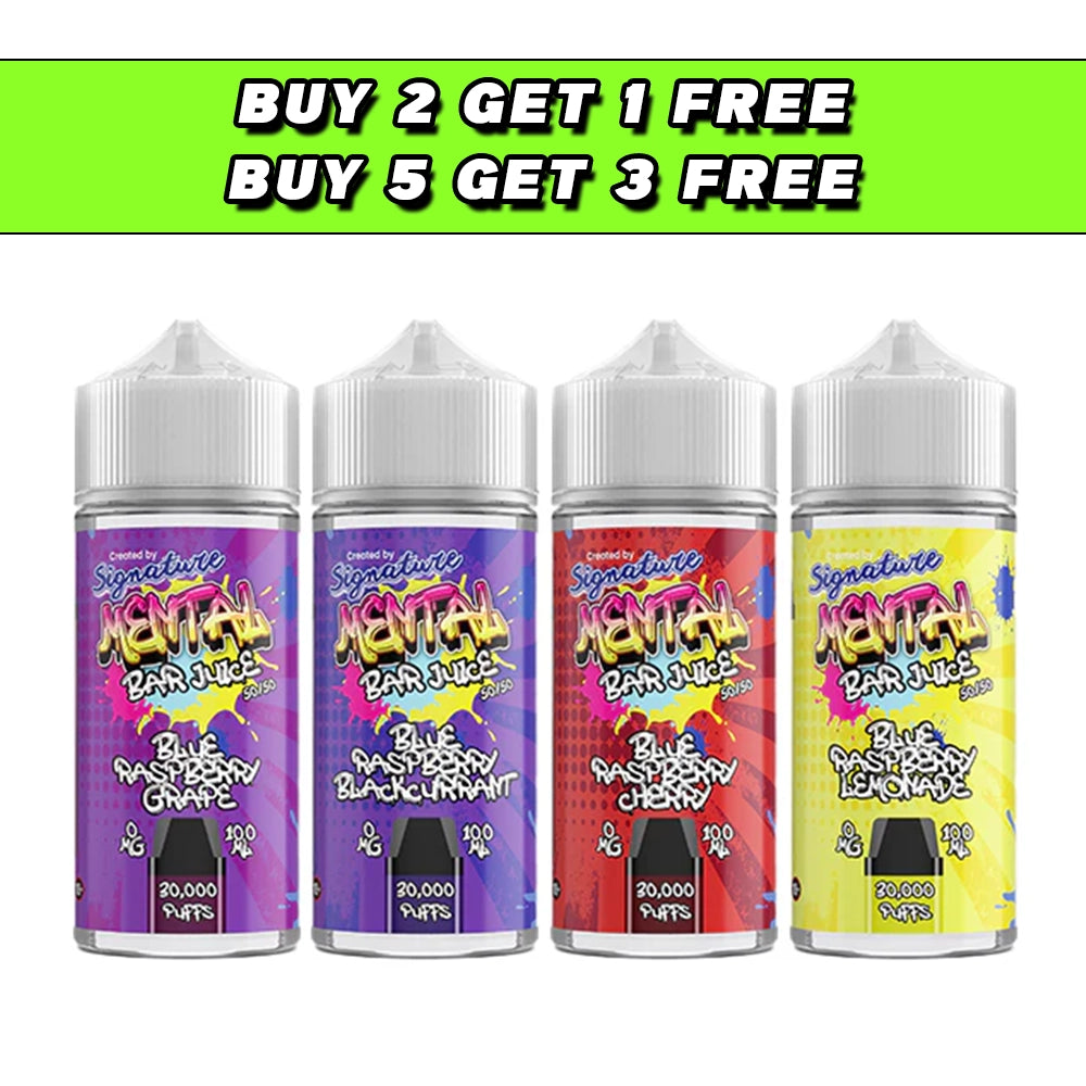 Signature Mental Bar Juice 0mg 100ml Shortfill (50PG/50VG) Vape Juice