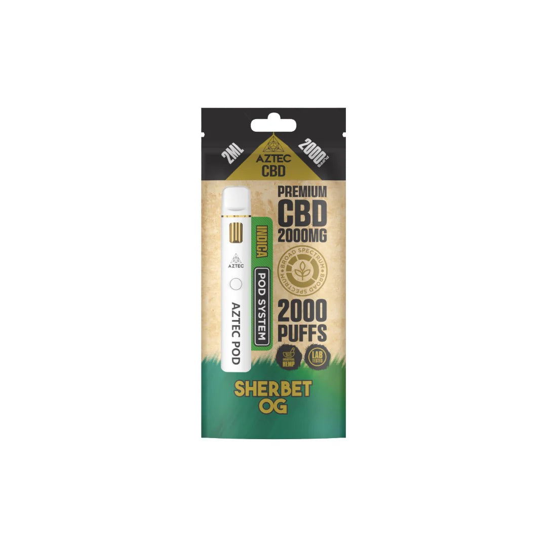 Aztec CBD 2000mg Broad Spectrum CBD Pod Vape Kit – Sherbet OG