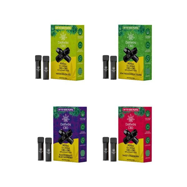 Darwin CBD 900mg Prefilled Replacement Pods 1200 Puffs - 2 Pack