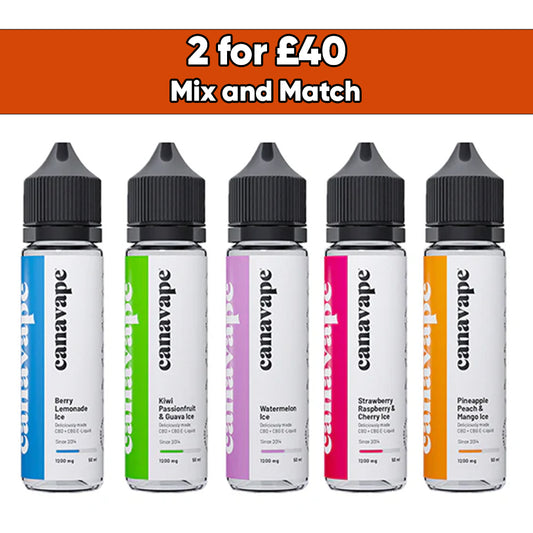 Canavape 1250mg CBD + CBG  E-liquid 50ml (Various VG/PG Ratios)