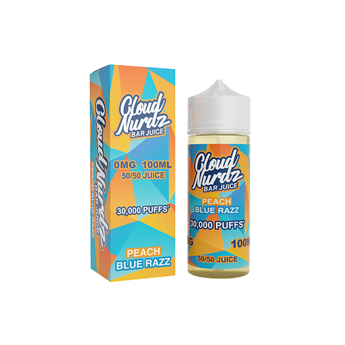 Peach Blue Razz Cloud Nurdz Bar Juice 0mg 100ml Shortfill (50VG/50PG)