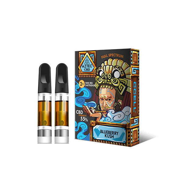 Aztec CBD 1000mg Cartridge Kit (2 Pack) – 1ml Blueberry Kush