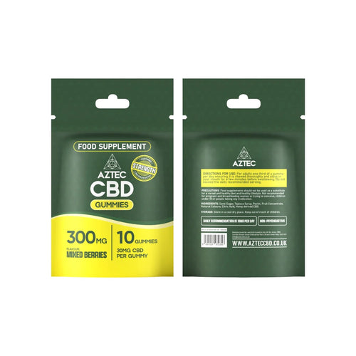 Aztec CBD Gummies 300mg Mixed Berries - 10 Pieces