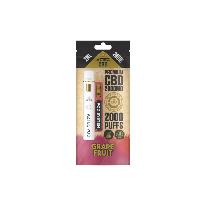 Aztec CBD 2000mg Broad Spectrum CBD Pod Vape Kit – Grape Fruit