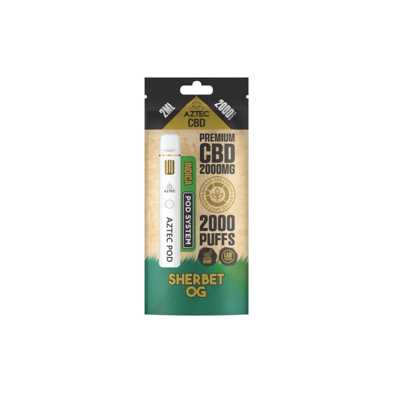 Aztec CBD 2000mg Broad Spectrum CBD Pod Vape Kit – Sherbet OG