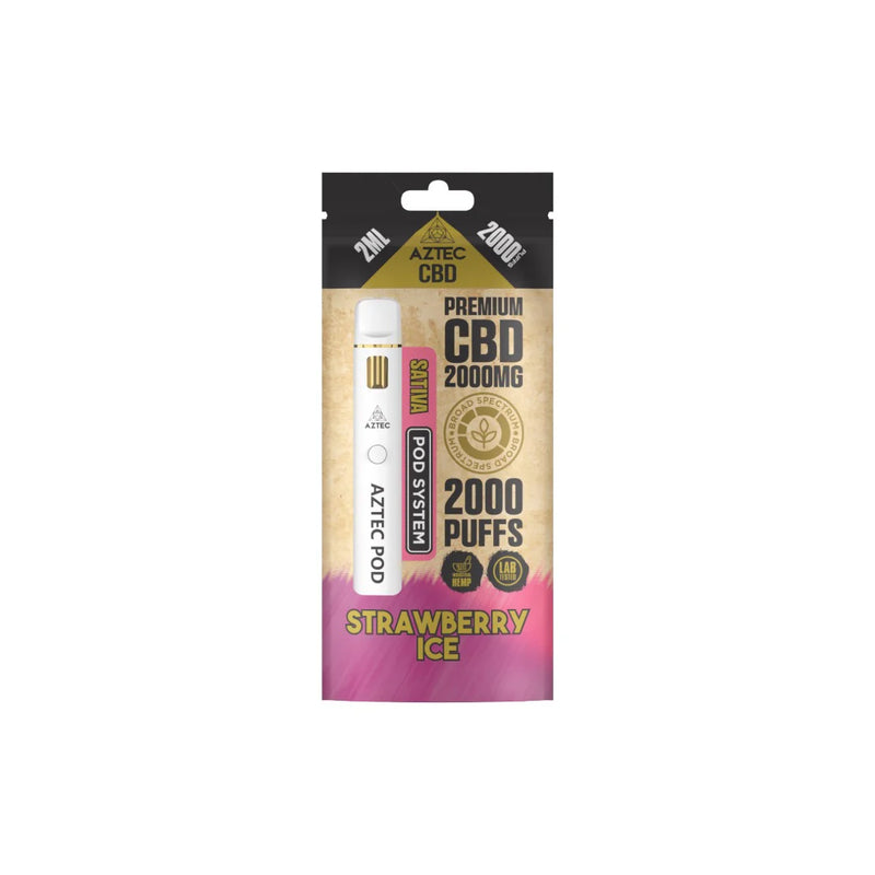 Aztec CBD 2000mg Broad Spectrum CBD Pod Vape Kit – Strawberry Ice