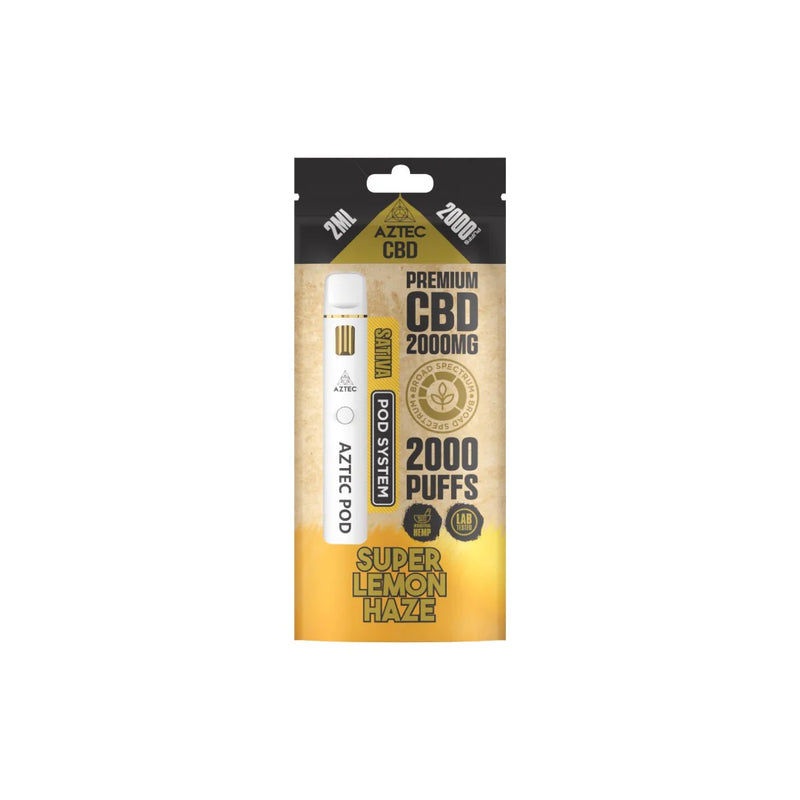 Aztec CBD 2000mg Broad Spectrum CBD Pod Vape Kit – Super Lemon Haze