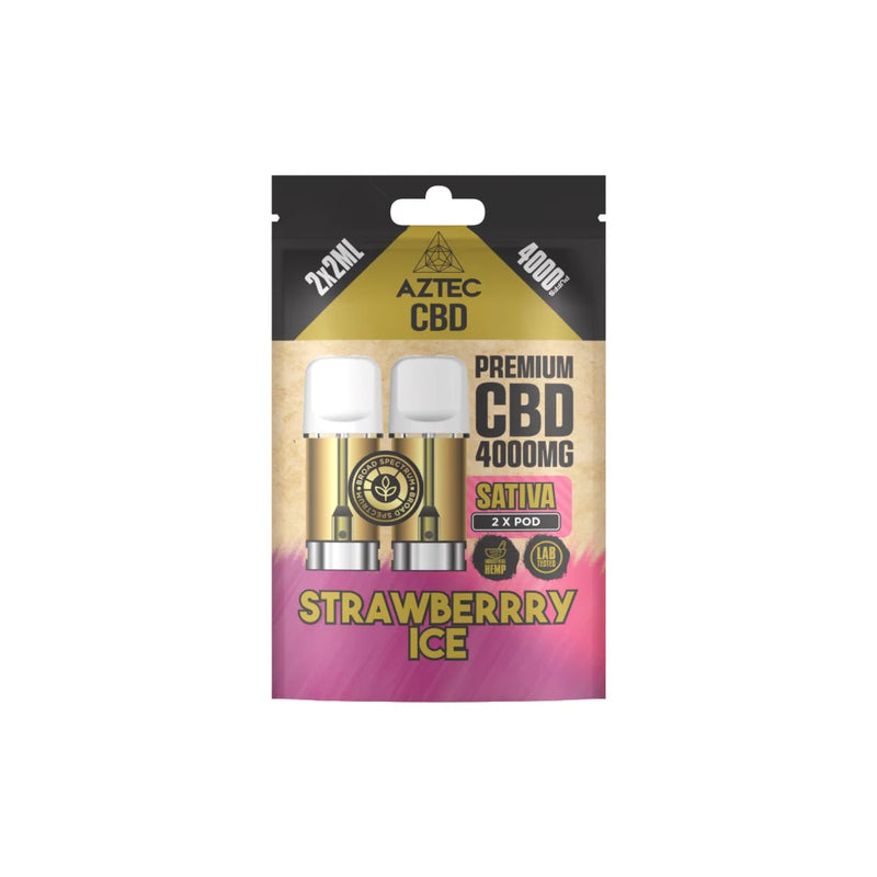 Aztec CBD 4000mg Broad Spectrum Pods 2ml – Strawberry Ice