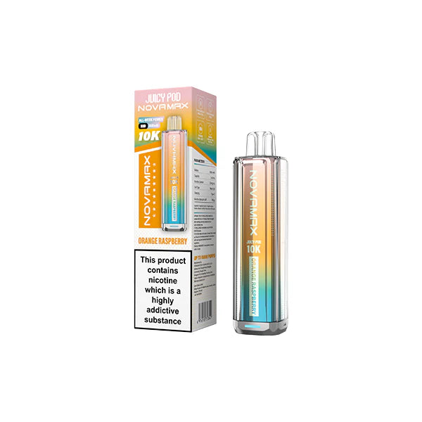 Novamax Disposable Pod Vape Kit 10k Orange RASPBERRY