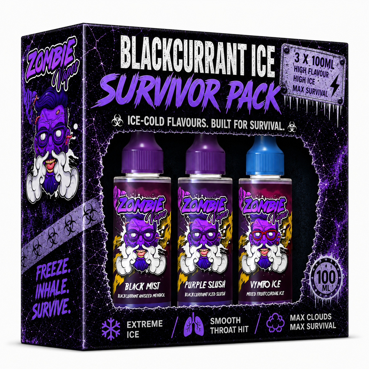 Blackcurrant Ice Survivor Pack - 3 x 100ml E Liquid