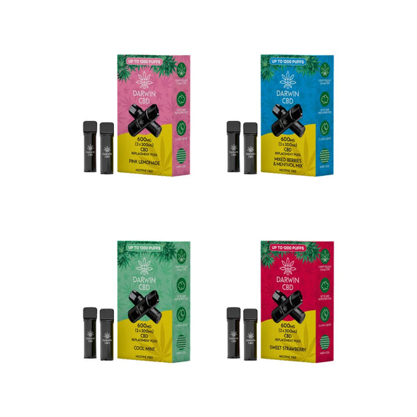 Darwin CBD 600mg Prefilled Replacement Pods 1200 Puffs - 2 Pack
