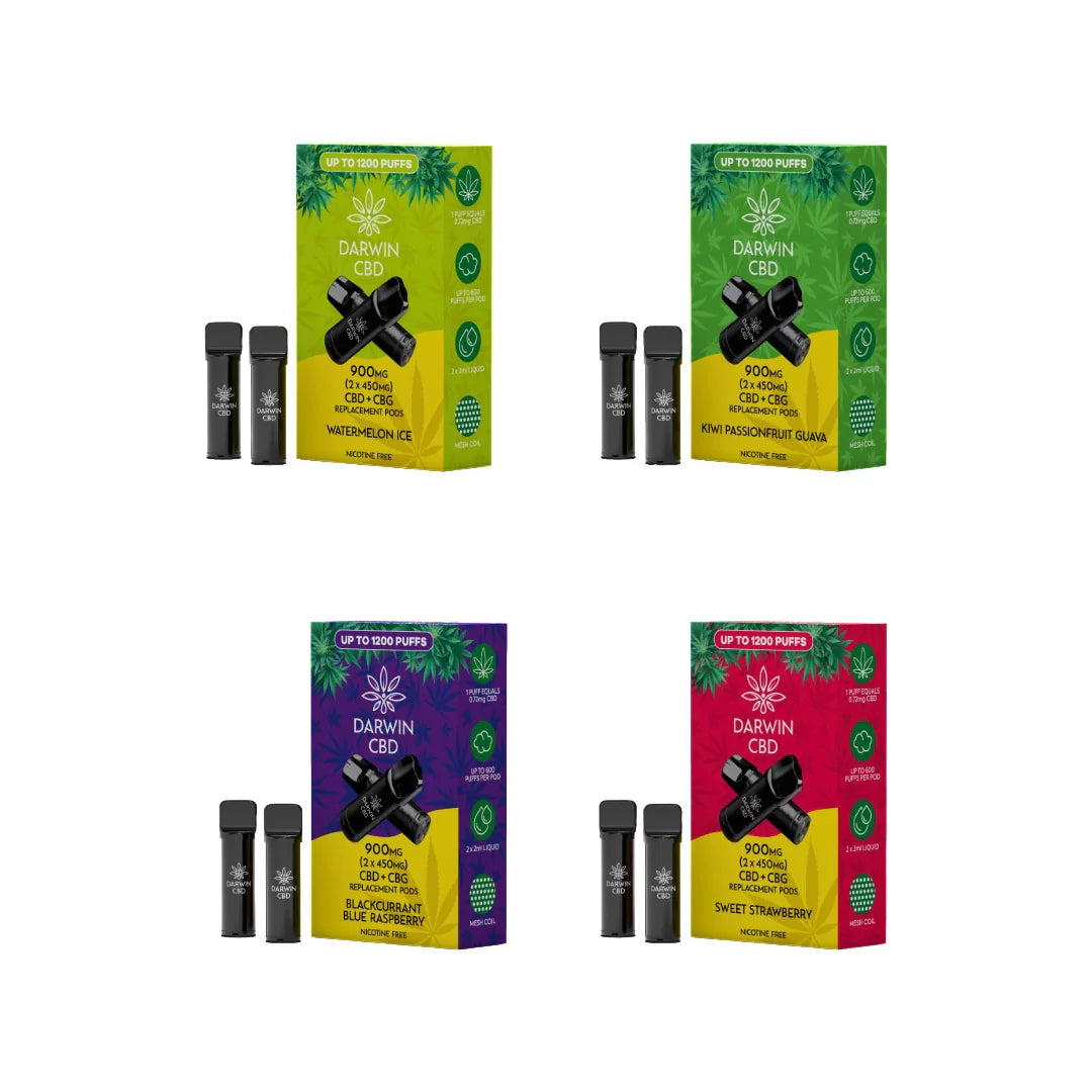 Darwin CBD 900mg Prefilled Replacement Pods 1200 Puffs - 2 Pack