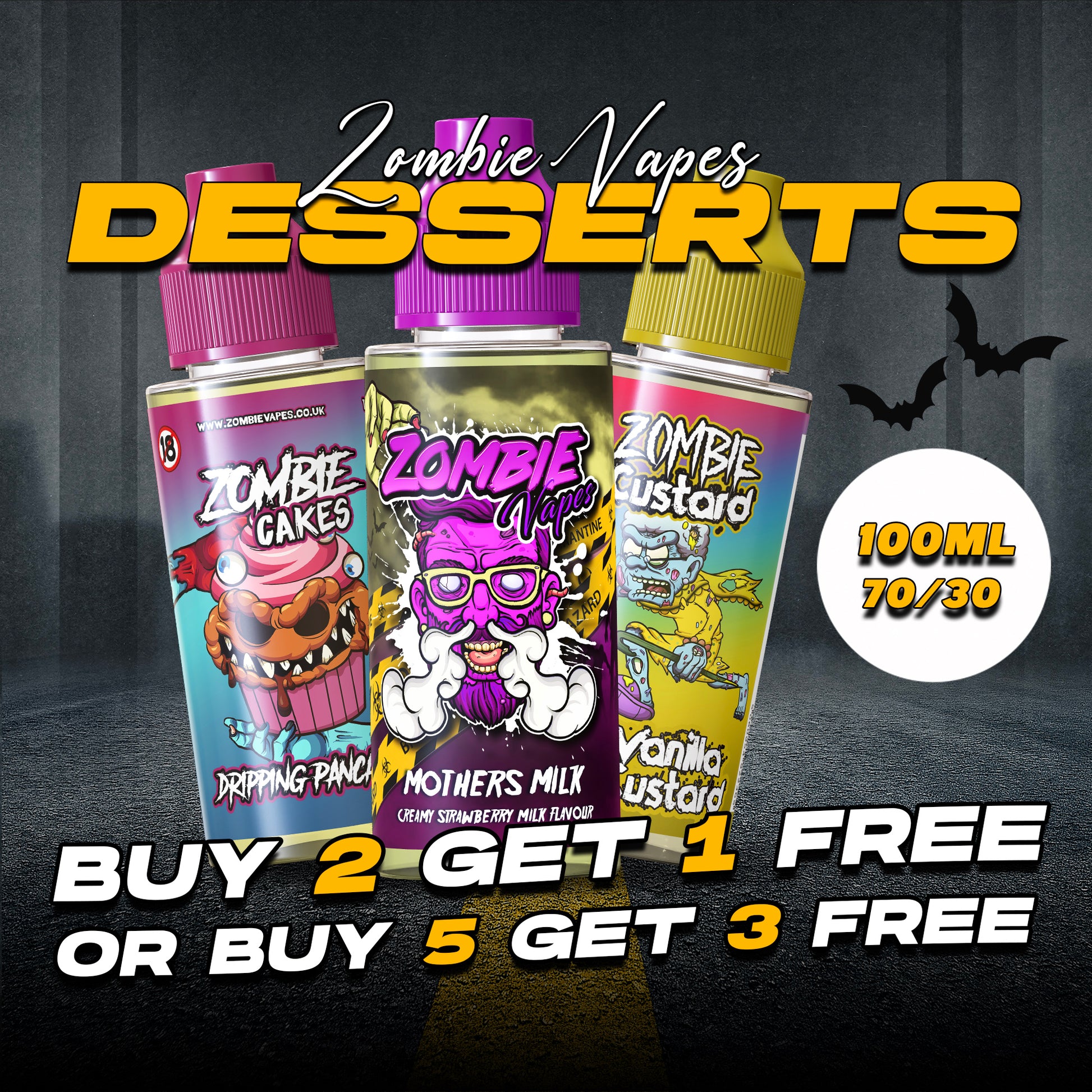 Zombie Desserts 100ml Shortfill E-Liquid (70/30 VG/PG)