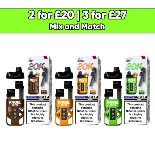 Vapes Bars Angel 20000 Duel 20mg Prefilled Pod Vape Kit 20000 Puffs