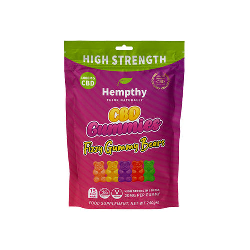 Default Title Hempthy 1000mg CBD Fizzy Gummy Bears Gummies - 50 Pieces