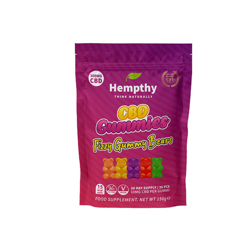 Fizzy Gummy Bears Hempthy 300mg CBD Gummies 30 Ct Pouch