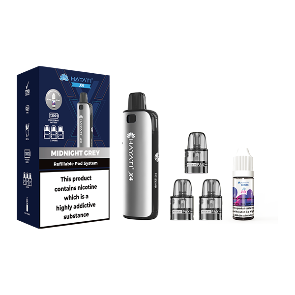 Hayati X4 Refillable Pod Vape Kit  Midnight Grey