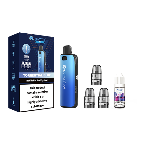 Hayati X4 Refillable Pod Vape Kit  Includes 1X Nic Salts 20mg + 3 x Refillable Pods