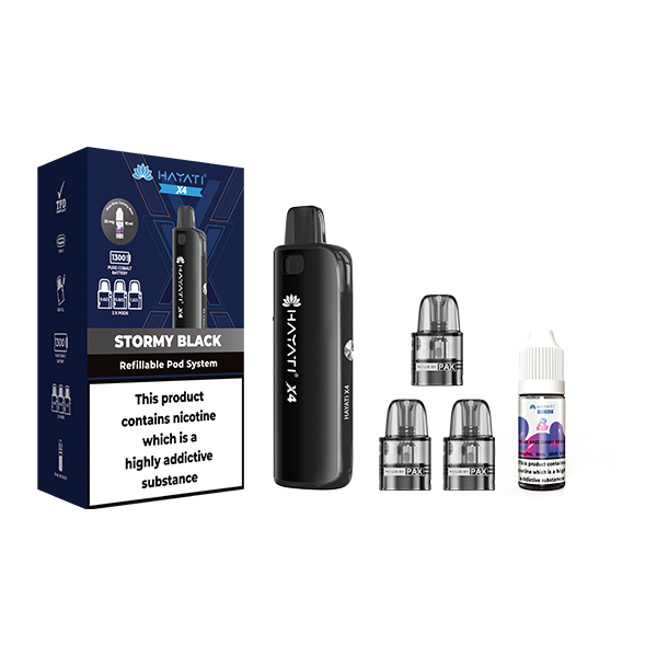 Hayati X4 Refillable Pod Vape Kit  Includes 1X Nic Salts 20mg + 3 x Refillable Pods