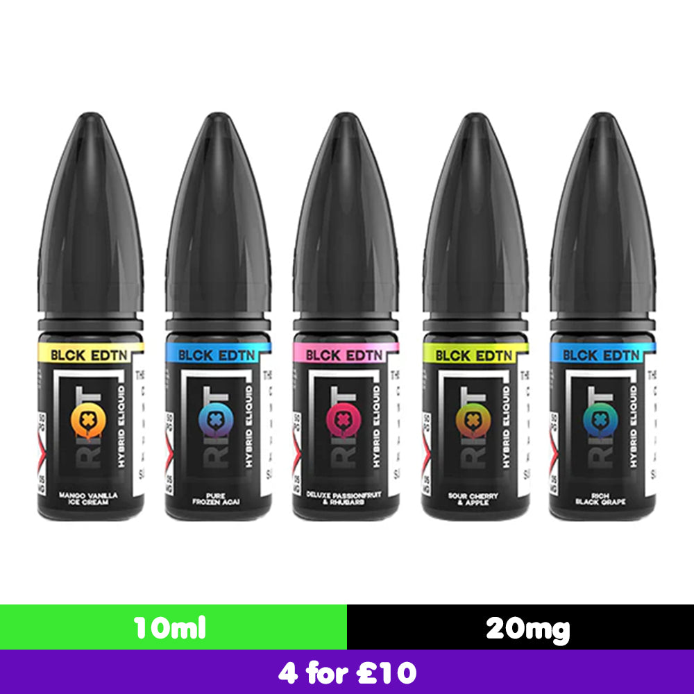 Riot Squad Black Edition V2 20mg Nic Salts 10ml (50VG50PG)