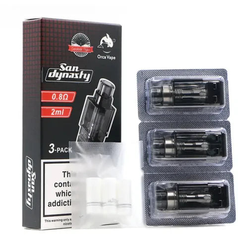 Gerobak & Orca Vape San Dynasty Nano Replacement Pods 3-pack with 0.6Ω and 0.8Ω built-in coils