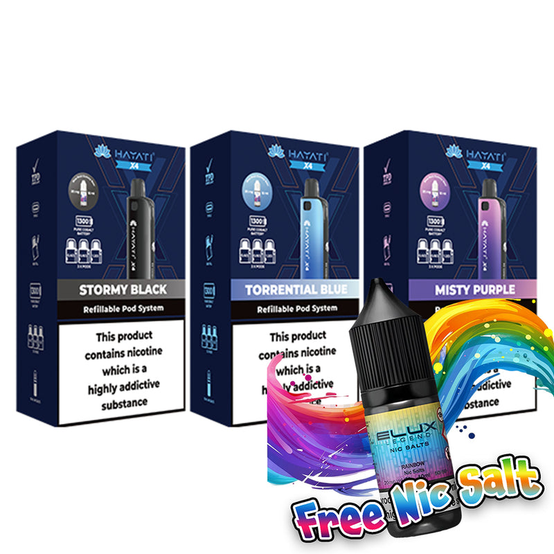 Hayati X4 Refillable Pod Vape Kit  Includes 1X Nic Salts 20mg + 3x Refillable Pods