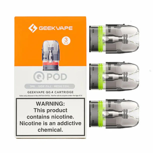 Geekvape Q Side Fill Replacement Pods - 3 Pcs (0.4Ohm, 0.6Ohm, 0.8Ohm, 1.2Ohm) XL