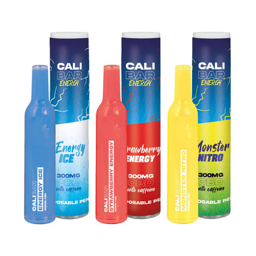 x10 / Blue Razzle CALI BAR ENERGY with Caffeine Full Spectrum 300mg CBD Vape Disposable